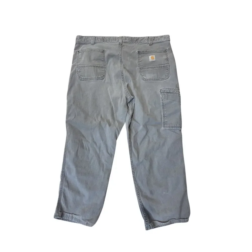 Carhartt Gray Relaxed Fit Canvas 5 Pocket Work Pants, Men’s Size 42x27